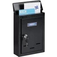relaxdays Briefkasten mit Namensschild (1-St), schwarz