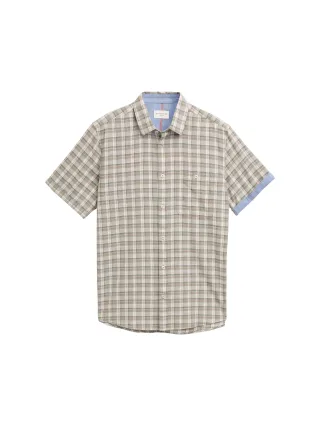 Tom Tailor - Regular Fit Kurzarmhemd mit Karomuster green white check - Gr. - XXXL