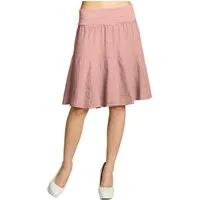 Caspar Faltenrock RO014 Damen Midi Leinenrock knielang mit figurfreundlichem Stretch Bund - Made in Italy