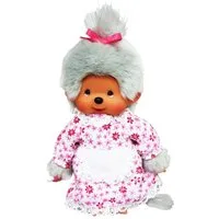 Monchhichi Plüschfigur Großmutter Oma 20 cm Monchhichi Mädchen Puppe Omi mit grauem Fell
