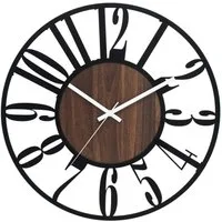 K&L Wall Art Wanduhr industrial XL Holz-Metall Wanduhr ohne Tick-Geräusche (leises Quartz Uhrwerk)