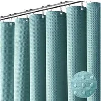 Agger Duschvorhang Waffel Duschvorhang – Strukturierter Stoff, Wasserabweisend & Waschbar Breite 180 cm (1-tlg), Extra Dick, Moderner Badvorhang für Dusche & Badewanne
