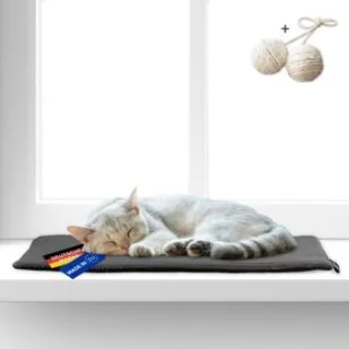 Rohrschneider ® Selbstwärmende Katzendecke, Fensterliege mit rutschfester Unterlage dunkelgrau 60 cm, 2 cm, 29 cm