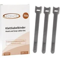 ECENCE Kabelzubehör 70er Set Klett-Kabelbinder Grau Klettverschluss, (70-tlg)