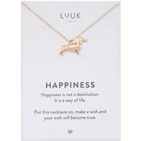 LUUK LIFESTYLE Kette mit Anhänger Dackel, mit HAPPINESS Spruchkarte