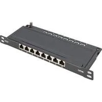 CAT 6A, Klasse EA Slim Patchpanel, 8 Port schwarz, 0,5 HE, geschirmt