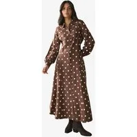 Next Midikleid Langärmeliges T-Shirt-Kleid mit Print, Kurzgröße (1-tlg)