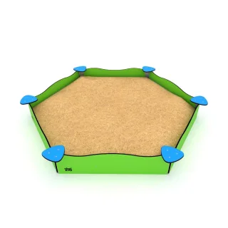 Großer sechseckiger Sandkasten DIN 1176 für öffentliche Spielplätze - Robuste Stahl Konstruktion & HDPE Platten - PRO Kaba Modell - Wickey