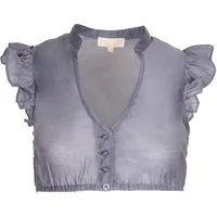 KRÜGER COLLECTION Dirndlbluse Dirndlbluse Leda Flügelarm blau