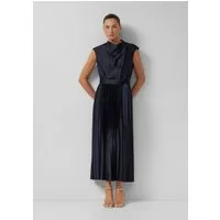 s.Oliver Midikleid Kleid Satiniertes Midikleid mit Wasserfall-Ausschnitt