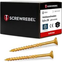 SCREWREBEL Holzbauschraube Holzbauschraube Senkkopf, Teilgweinde, gelb verzinkt, ETA, Torx, (500 St)