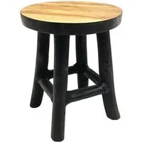 Spetebo Blumenhocker Teak Blumenhocker - schwarz / Ø 15 cm (Packung, 1 St., Massivholz), Holz Pflanzen Ständer mit 4 Füßen