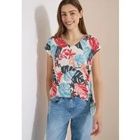CECIL Kurzarmshirt Sommershirt in Ausbrenner-Optik/mit floralem Print