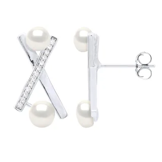Ohrringe Streifen – echte Süßwasser-Zuchtperlen, Knopfgröße 4–5 mm und 5–6 mm
