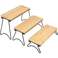 Cheffinger Servierplatte Bambus Serviertablett – 3-stöckige Etagere für stilvolles Servieren, (6-tlg)