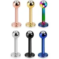 viva-adorno Piercing-Set Lippen Piercing Stecker mit Stein Tragus Labret Stecker Zirkonia (Set, 6-tlg), Edelstahl Kugel mit Kristall