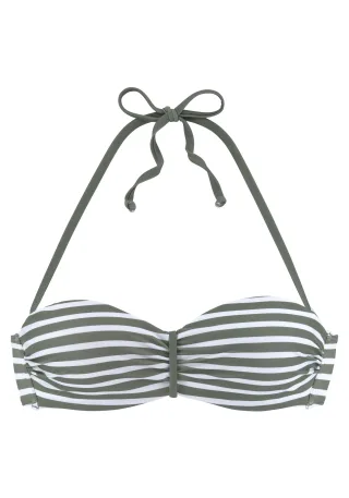 LASCANA - Venice Beach LM exkl. Sport Bügel-Bandeau-Top oliv stripe - Gr. - 42D
