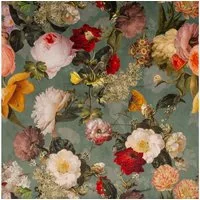SCHÖNER LEBEN. Stoff Samtstoff Meterware Vintage Blumen Rosen mint 140 cm breit, pflegeleicht