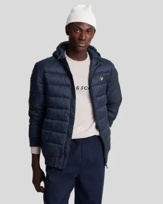 Wattierte, wattierte Jacke in Dunkelblau mit Lyle & Scott-Logo