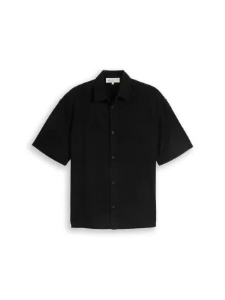 Denim Tom Tailor - Loose Fit Kurzarmhemd aus Baumwolle black - Gr. - L