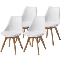 Albatros International Esszimmerstuhl Esszimmer Stühle 4 er Set AARHUS, Stuhl Stühle Esszimmerstühle (4er Set Weiß Buche), Buche Massiv-Holz, Esszimmerstuhl Küchenstühle, Weiß, Essstühle