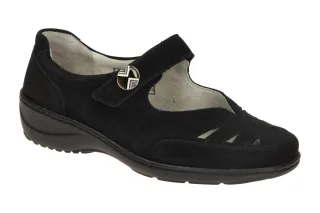 Waldl?ufer 607309-191-001 KYA Damenschuhe Ballerina Mary Jane schwarz Echtled...