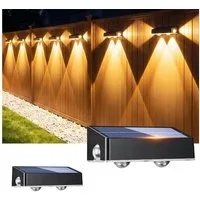 oyajia Außen-Wandleuchte 4 Stück Solarlampe für Außen, LED Solarleuchte Außen Wandlampe Up Down, LED fest integriert, Kaltweiß, Warmweiß, RGB, RGB LED Solarleuchte für Veranda, Garten, Terrasse, Zaun, Wand, Balkon