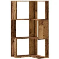 vidaXL Bücherregal Eck-Bücherregal 3 Böden Altholz-Optik 50x50x102cm Holzwerkstoff, 1-tlg.