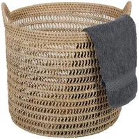 Casa Moro Weidenkorb Rattan Korb Eda Natur mit Henkel rund (Pflanzenkorb Wäschekorb mit Henkel), Allzweckkorb