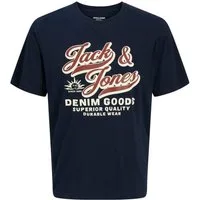 Jack & Jones Rundhalsshirt Jack&Jones T-Shirt Übergröße navy großer Logoprint