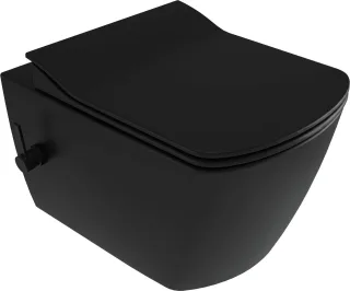 Neuesbad Serie 660 Wand-WC Schwarz mit Bidet Funktion, mit WC-Sitz, Unterputz Armatur NB1DECDZNWPW1