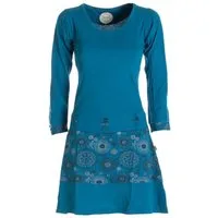 Vishes Midikleid Langarm Keid Mandala Druck Rundhals Ausschnitt Boho Ethno, Festival, Goa Style