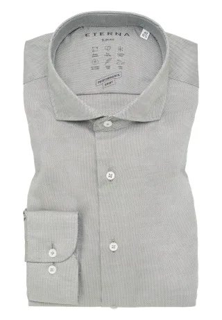 ETERNA - Performance Shirt Natté-Stretch Langarm olive - Gr. - 38