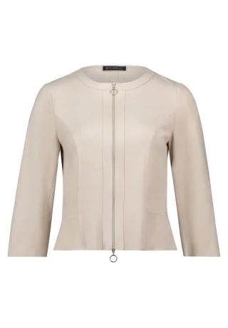 Betty Barclay - Kurzblazer in Veloursleder-Optik beige - Gr. - 42