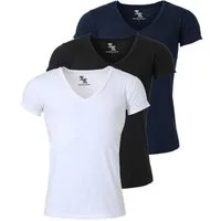 Young & Rich T-Shirt Herren Uni Basic 1315 extra tiefer Ausschnitt 3er Pack (3er-Pack, 3-tlg., 3er-Pack) V-Ausschnitt unifarben kurzarm slim fit