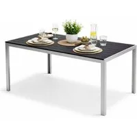 Mojawo Küchentisch Alu Nonwood Gartentisch Esstisch Outdoortisch Silber/Schwarz 150x90cm