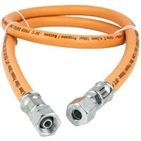 GOK Schlauch Gummi - Schlauchleitung Gas G1/4 LH-ÜM x RVS Ø 8 mm, max. 10 bar DVGW