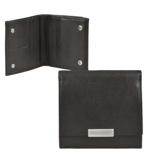 Geldbörse Wiener Schachtel Leder schwarz 10x10cm | Sonnenleder Wienfluss K. Kompakter Organizer mit 8 Kartenfächern für perfekte Übersicht.
