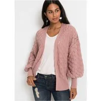 bonprix Ajourstrickjacke Oversize-Passform, Ajour-Muster, femininer Stil, aus Polyacryl