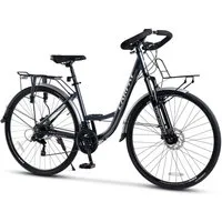 CARPAT SPORT Cityrad 28 Zoll Trekking Bike City Fahrrad für Damen Herren, 21 Gang Shimano Tourney Schaltwerk, Kettenschaltung, City Commuter Citybike Fahrrad mit Scheibenbremse Gepäckträger