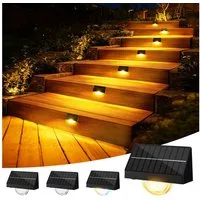 Quntis LED Solarleuchte Solarlampen Außen IP65 solarleuchten für außen stufenleuchte 4/8 stück, LED, warmweiß, Solarlampen Außen für garden, Haust, Veranden, Terrassen,Patios