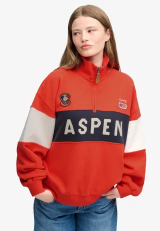 Superdry - Preppy Ski Half-Zip mit lockerer Passform apfelrot - Gr. - 10