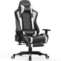 GTPLAYER Gaming-Stuhl Bürostuhl Gamer Stuhl mit Fußstützen Bluetooth Lautsprecher, Ergonomischer Musik Computerstuhl inkl. Lendenwirbel- und Nackenkissen