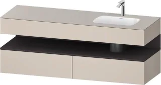 Duravit Qatego Einbauwaschtisch mit Konsolenwaschtischunterbau Taupe Matt 1600x550x600 mm - QA479608 QA4796080910000