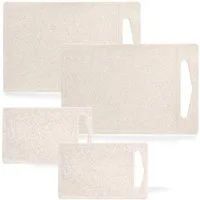 Zeller Present Schneidebrett, Polypropylen, (Set, 4-St), dünn, leicht und platzsparend, Kunststoff/Weizenstroh