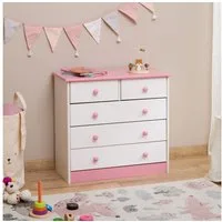 IDIMEX Kommode RONDO, Kommode Anrichte Sideboard mit 5 Schubladen Kiefer massiv lackiert in