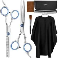 soulima Haarschere Profi- Friseur Haar-Set: Scheren, Kamm, Bürste, Umhang & Etui., (Profisonelles Friseur Scheren Set mit Umhang und Pinsel, 7-tlg., Set-Typ: Haar-Set für professionelles Schneiden und Styling), Zwei Scheren für präzises Schneiden und