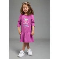 KIDSWORLD Jerseykleid HAPPY GLITZER TAG kniefreie Länge, verspielter Look, aus Baumwollmischung