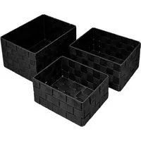 Lashuma Aufbewahrungskorb (Set, 3 St), geflochtene Badezimmer Körbchen schwarz
