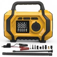 AIBISTAR Auto Starthilfe Powerbank mit 150PSI,6-in-1 Autobatterie-Ladegerät Autobatterie-Ladegerät (14-tlg., intelligentes LED-Display,SOS-Modus, 8000mAh,Powerbank-Funktion,Blasfunktion,Vakuumfunktion,Notstromquelle)